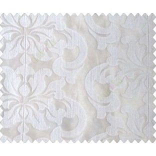Pure white on white base large damask continuous embroidery sheer curtain